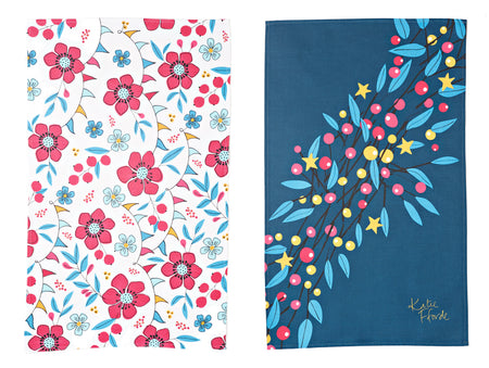 Set of Floral & Wreath Tea Towels